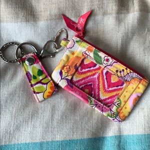 EUC Vera Bradley Clementine Zip ID Case & Key Ring